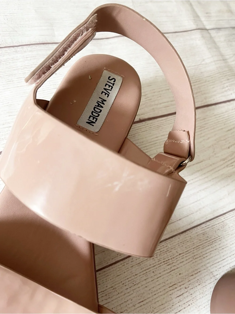 Steve Madden Rachel blush patent platform sandals 9